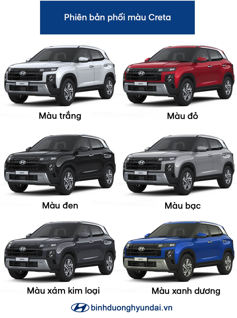 Các màu sắc Hyundai Creta 2025